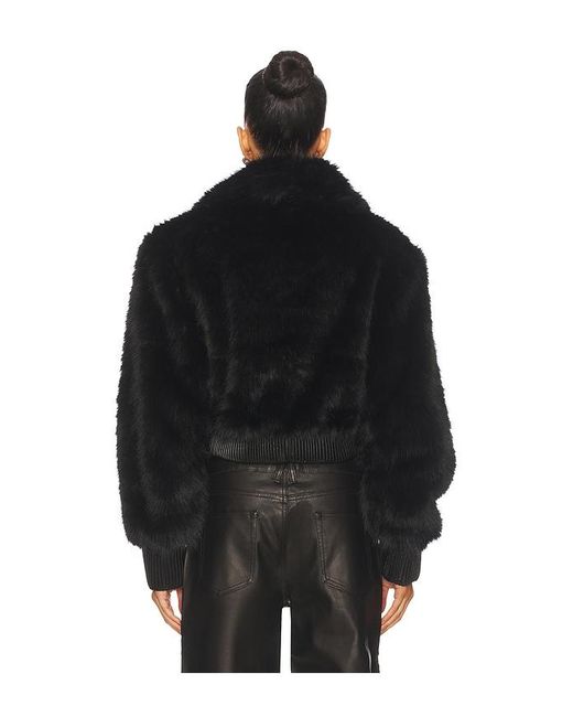 AFRM Black Adelaide Faux Fur Bomber Jacket