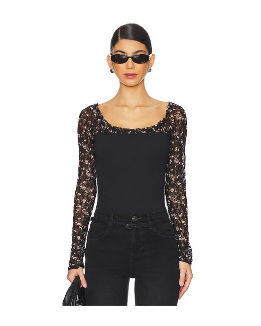 Free People Black Langarm-Oberteil Josie
