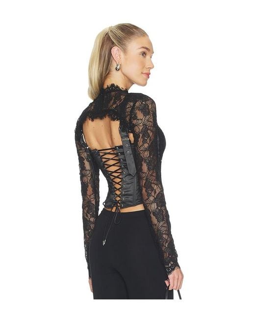 OW Collection Black Brisa Corset Top