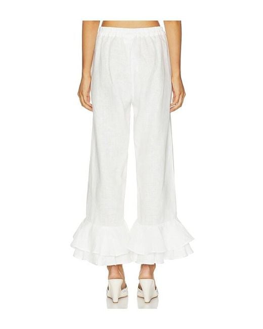 Sleeper White Cha-Cha Linen Lounge Pants With Headscarf