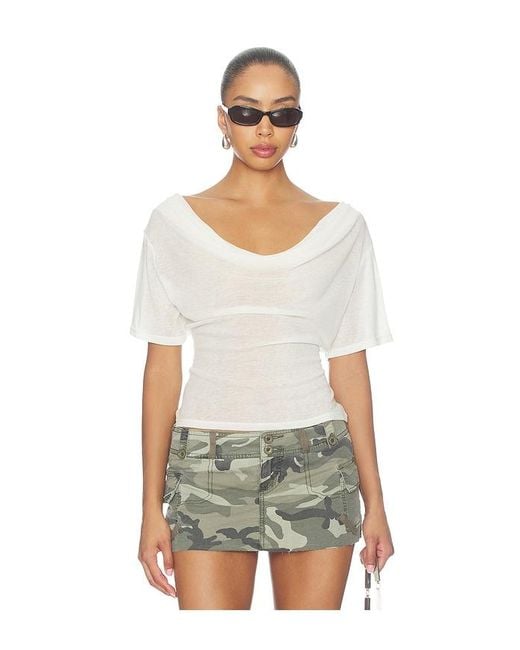EB DENIM White Madeo Cowl Neck Tee