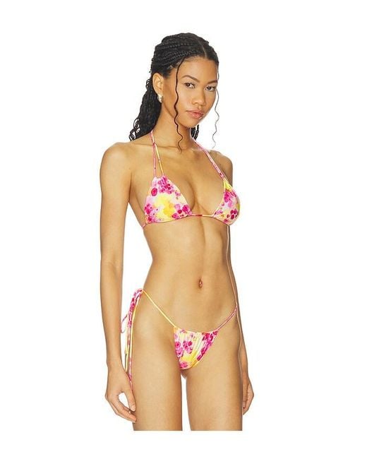Indah Orange Bongo Tiny Triangle Halter Bikini Top