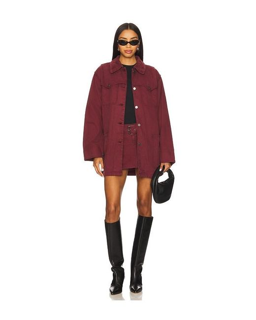 AFRM Red The Chippy Belted Micro Mini Skirt