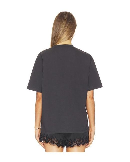 Ganni Black Heavy Cotton Jersey Relaxed Fit T-Shirt