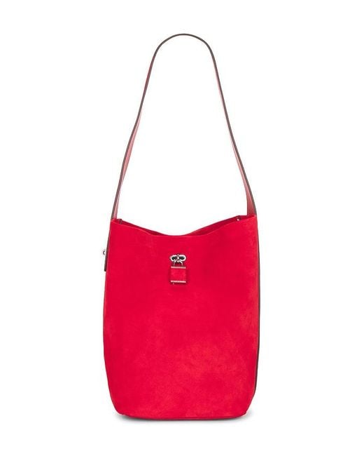Tory Burch Red Suede Slim Bucket Bag