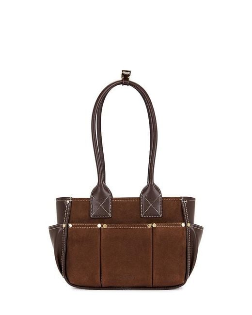 Ganni Brown Posy Small Recycled Suede Bag