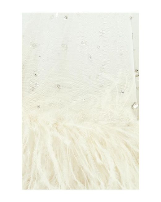 LAPOINTE White X Revolve Tulle Embroidered Short Veil With Feathers