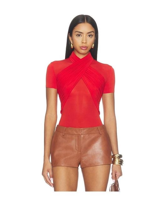 FRANÃOISE Red Odessa Short Sleeve Top