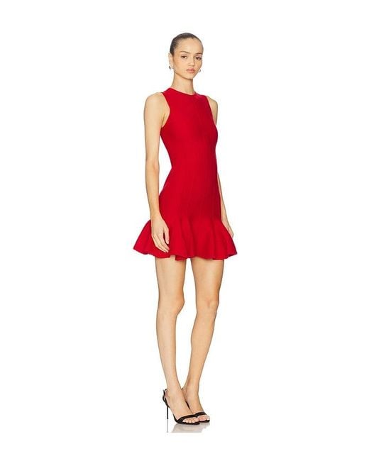 Fleur du Mal Red Dropped Waist Knit Corset Dress