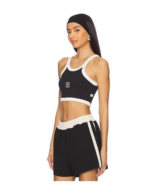Araminta James Black Monogram Cropped Tank