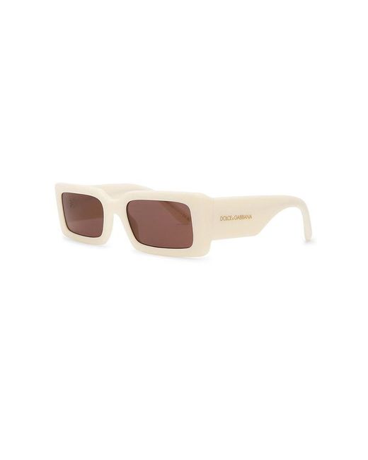 Dolce & Gabbana White Rectangle Sunglasses