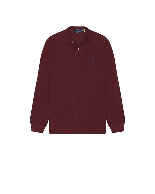 Polo Ralph Lauren Red Long Sleeve Mesh Polo for men