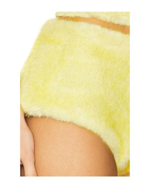 CULTNAKED Yellow Micro Faux Fur Shorts