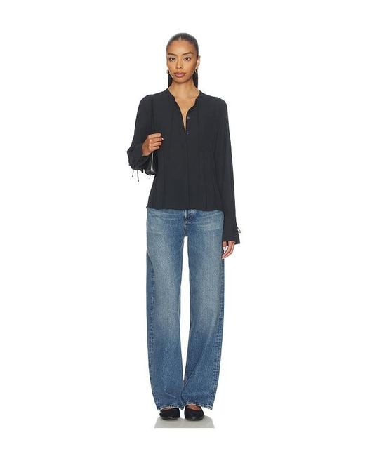 Rag & Bone Black Arden Pleated Blouse