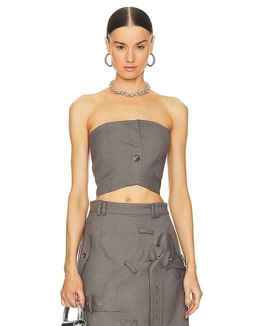 ROKH Gray Button Detailed Tube Top