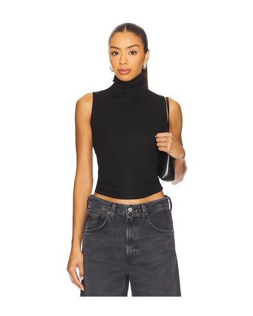 Vince Black Sleeveless Turtleneck Top