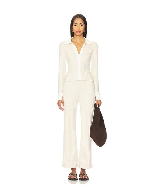 Lunya White Cozy Cotton Silk Ribbed Pant