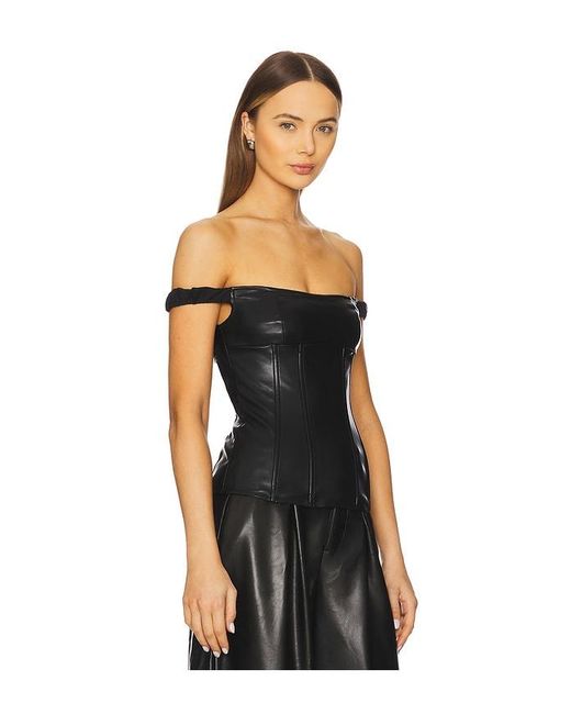 WeWoreWhat Black Off Shoulder Faux Leather Corset