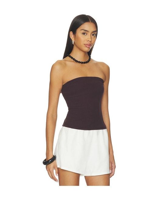 Enza Costa White Cotton Rib Bandeau Top