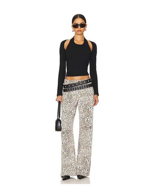 Lioness White Rigid Leopard Print Boyfriend Jeans