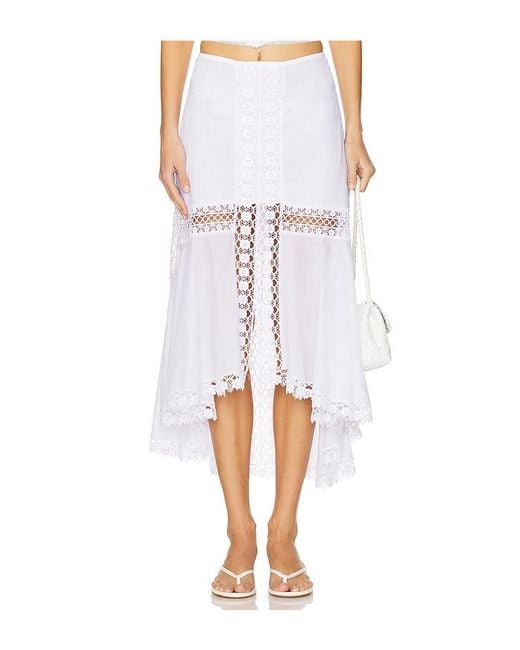 Charo Ruiz White Clair Midi Skirt