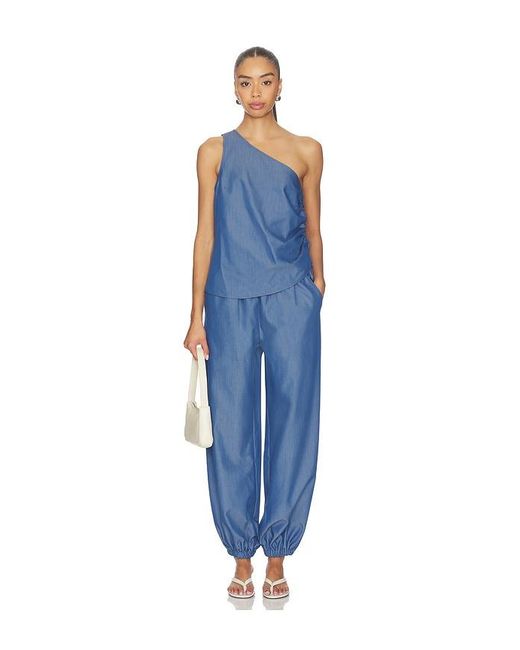 LNA Blue Neela One Shoulder Top