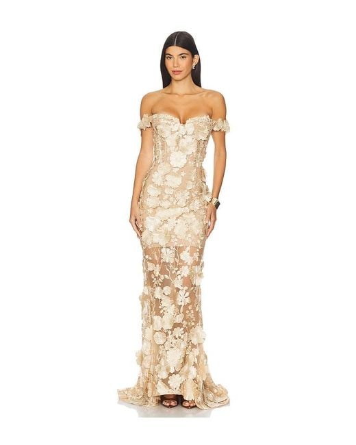 Bronx and Banco Metallic Jasmine Off The Shoulder Gown