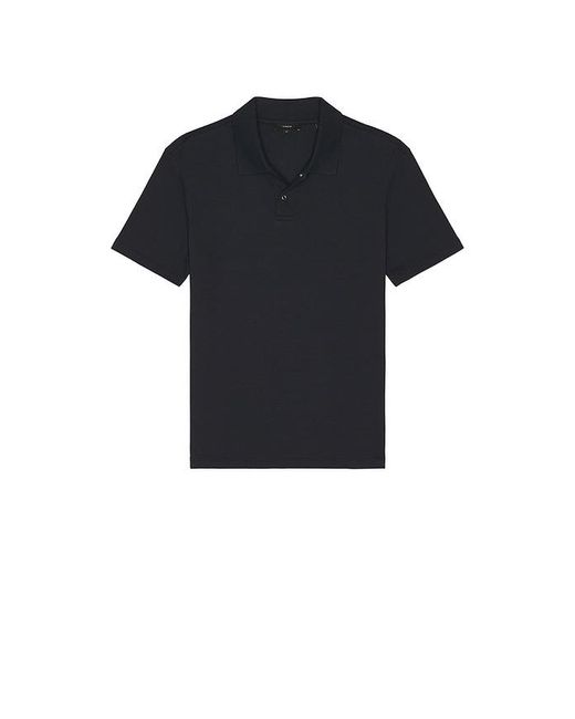 Vince Blue Mesh Knit Snap Short Sleeve Polo for men