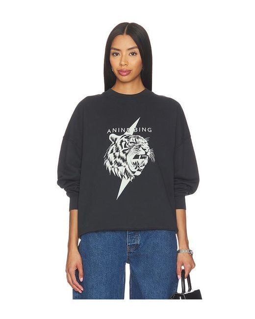 Anine Bing Blue Miles Tiger Sweatshirt
