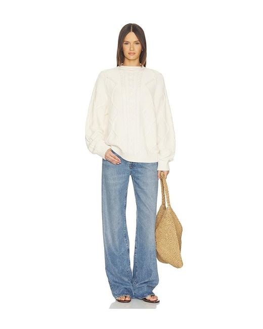 SRG White Amberlyn Roll Neck Cable Sweater