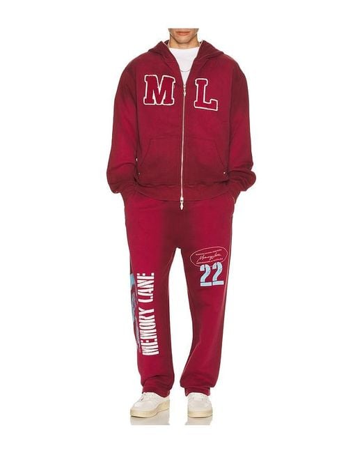Memory Lane Red Initial Full Zip Hoodie for men