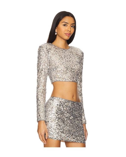Lovers + Friends Crystal Sequin トップ White