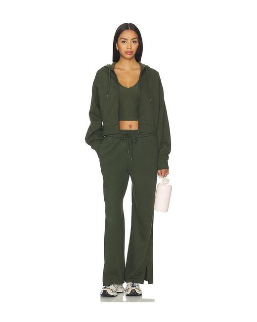 Beyond Yoga Green Luxe Fleece Zip Up Hoodie