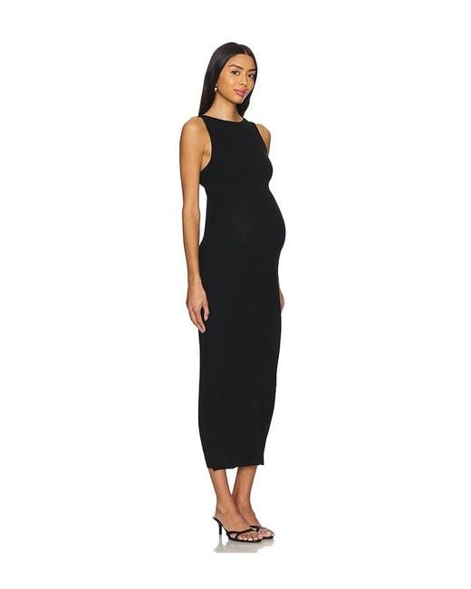 BUMPSUIT Black Soft Rib Boat Neck Midi Dress