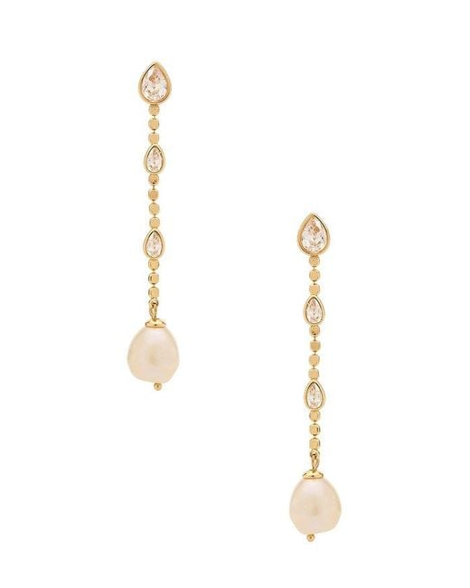 Ettika White Pearl And Crystal Linear Earrings