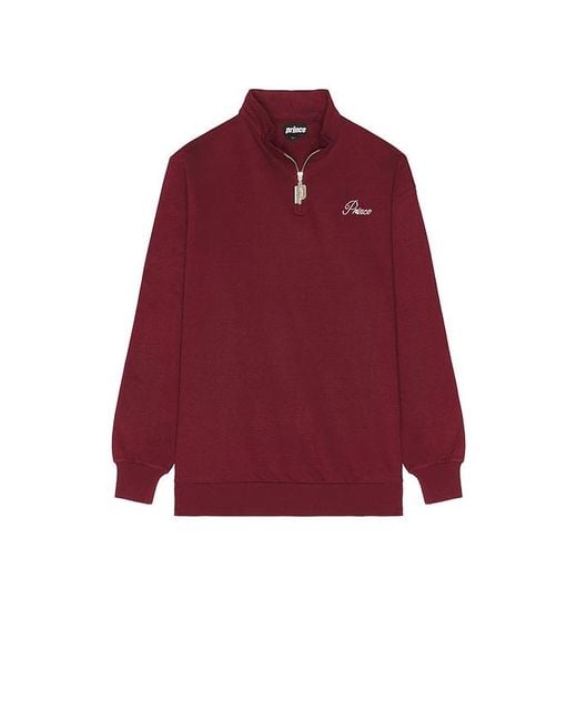 Prince Tennis Red Fleece Quarter Zip Pullover for men
