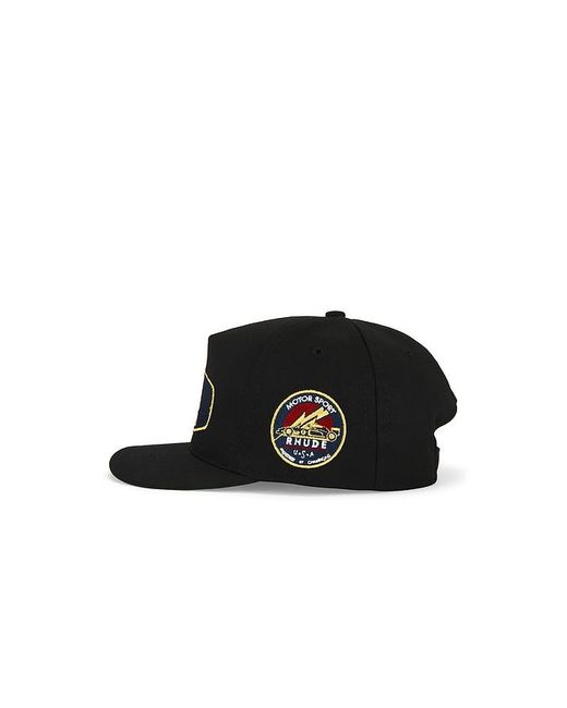 Rhude Black Racing Crest Hat for men