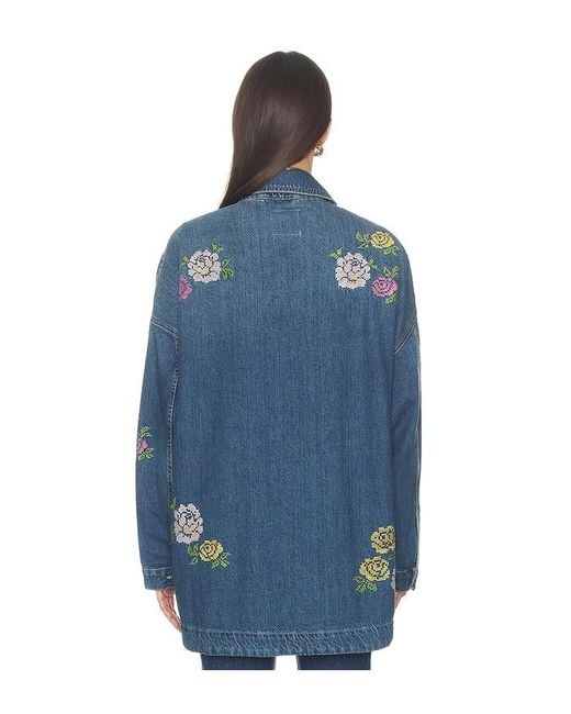 Free People Blue X We The Free Madison City Embroidered Jacket