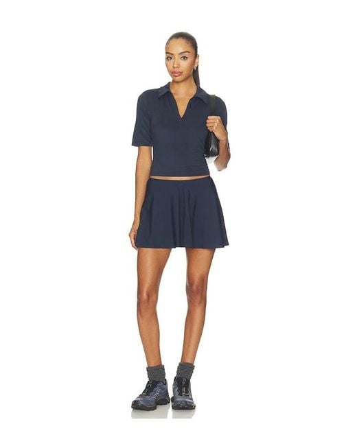 Beyond Yoga Blue Sport Active V-Neck Polo Top