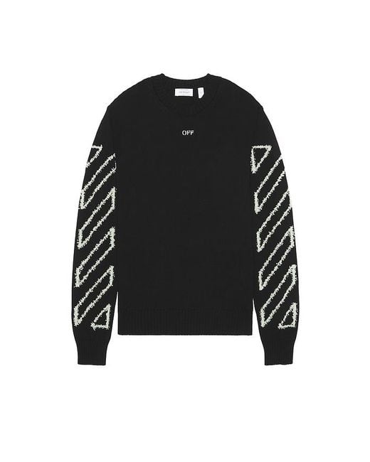 Off-White c/o Virgil Abloh Black Fuzzy Knit Crew Neck Sweater for men