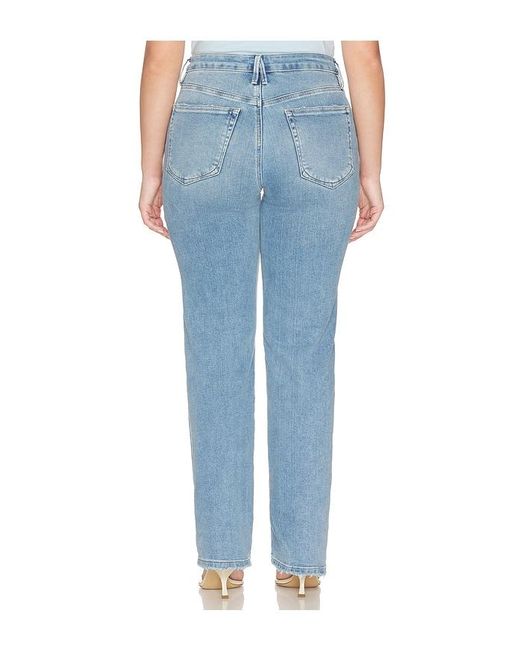 GOOD AMERICAN Blue Soft Tech Good True Straight Jeans