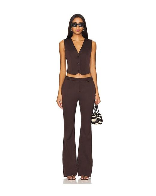 SER.O.YA Black Satin Button-Front Cropped Vest