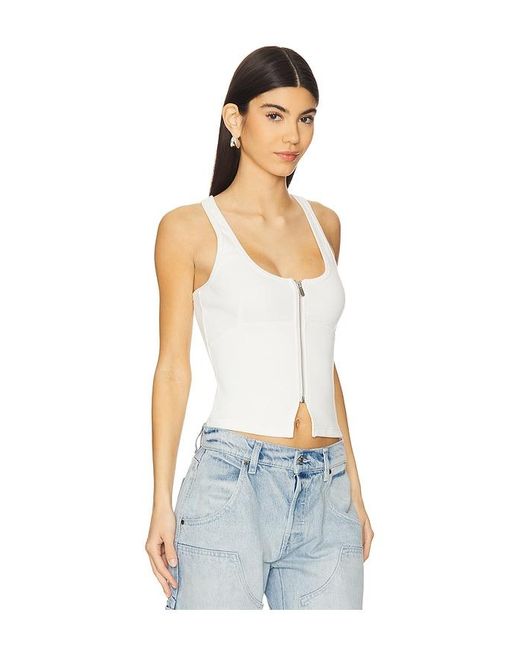 A.Brand White Addison Racer Top