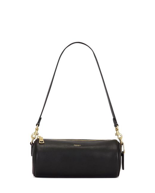COACH Black Natural Grain Leather Barrel Bag