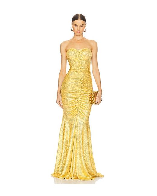 Norma Kamali Yellow Strapless Fishtail Gown