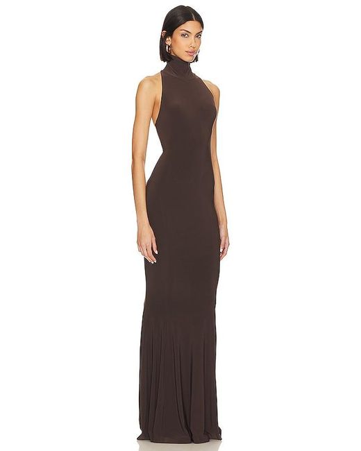 Norma Kamali Blue Halter Turtle Fishtail Gown