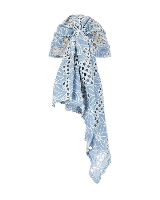 Lele Sadoughi Blue Sophia Eyelet Scarf Cap