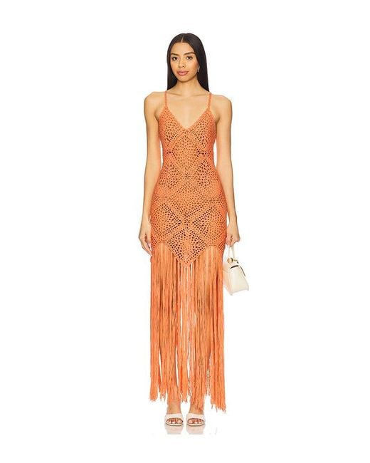 Line & Dot Orange Kleid Aus Häkelspitze Wandering