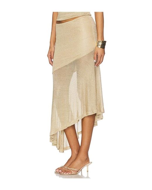 Runaway the Label Natural Elaine Flounce Midi Skirt