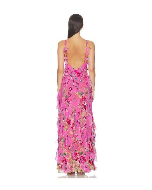 Camilla Pink Asymmetrical Ruffle Slip Dress